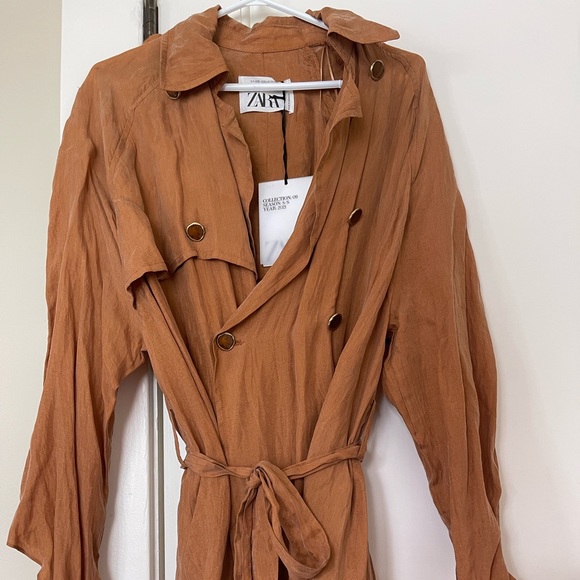 Zara Limited Edition Mustard Flowing Long Trench Coat - Picture 5 of 9